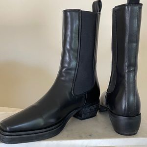 Shop Peche brand pull-on style square toe boots!